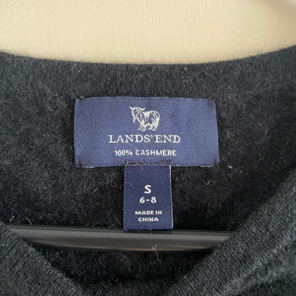 Lands’ End Basic Black Cashmere Crewneck Sweater - Picture 5 of 10